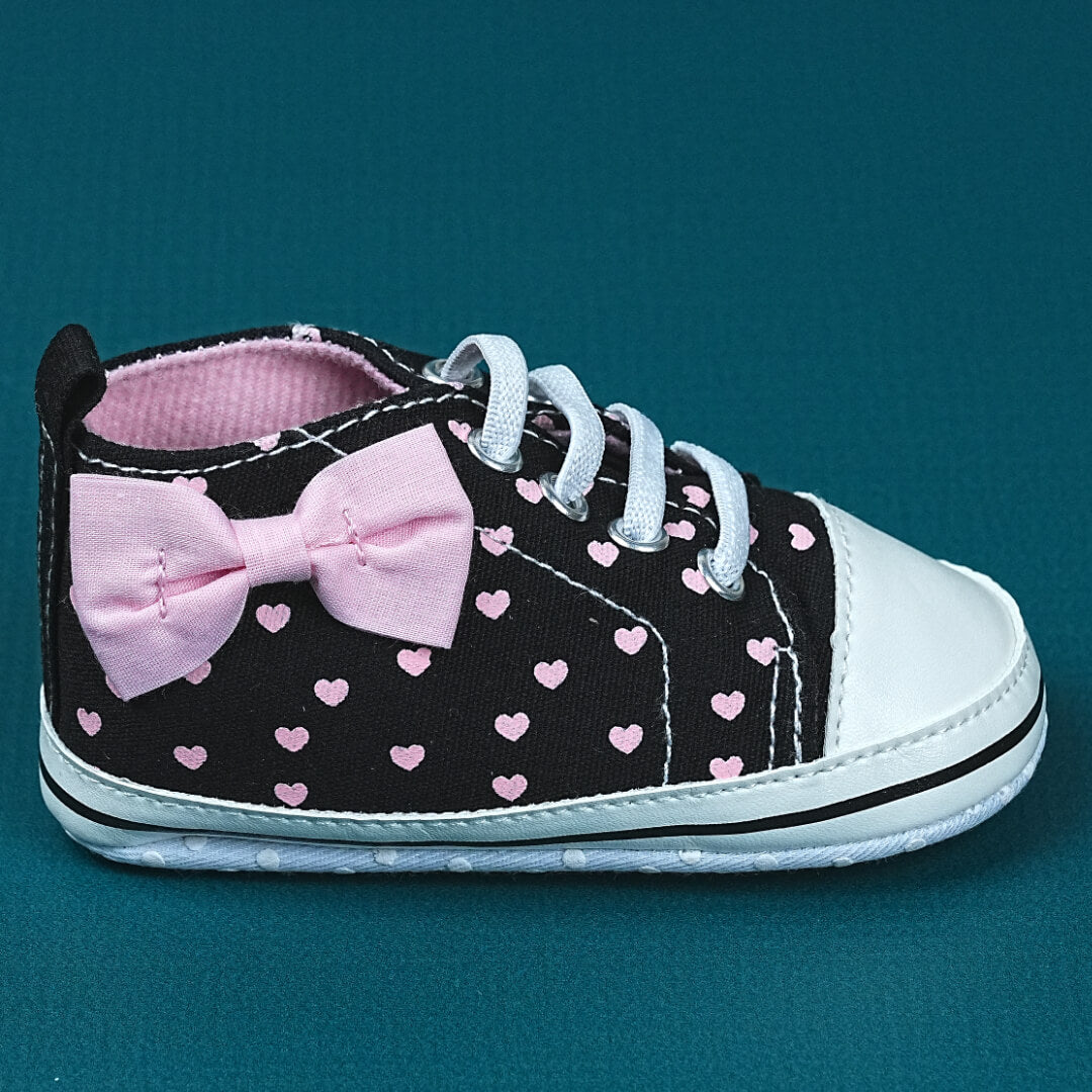 Adorable Heart Baby Shoes with Bow | Soft Sole & Non-Slip