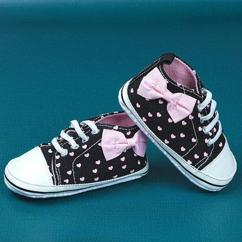 Adorable Heart Baby Shoes with Bow | Soft Sole & Non-Slip