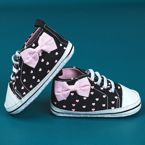 Adorable Heart Baby Shoes with Bow | Soft Sole & Non-Slip